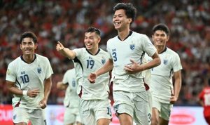 Timnas Thailand saat melawan Singapura