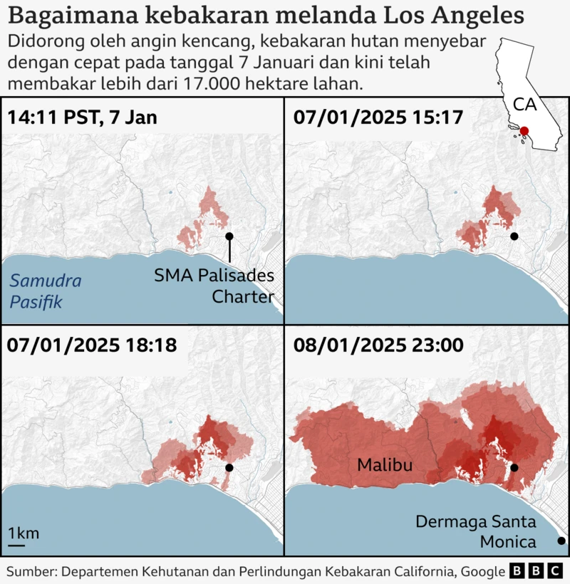 Luasan kebakarann Los Angeles
